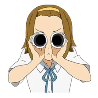 👀 anime, binóculos, desenho animado, garota, olhando, olhos telegram sticker