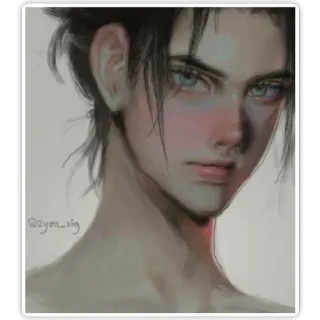😐 @zyon_xig ภาพเหมือน, ศิลปะ, ภาพประกอบ, สไตล์อนิเมะ, ดิจิทัลอาร์ต, ตัวละคร whatsapp sticker