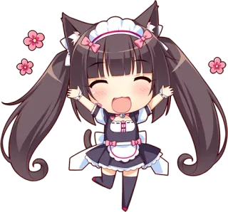 😺 Chocola Nekopara アニメ, ちび, 猫耳, メイド, かわいい telegram sticker
