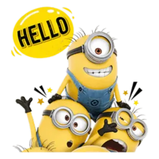 🙂 Minion HELLO minions, hello, cartoon, yellow, movie, despicable me telegram sticker
