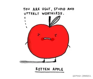 🤢 YOU ARE UGLY, STUPID AND UTTERLY WORTHLESS. 
ROTTEN APPLE Apfel, fauler Apfel, Beleidigung, Cartoon, unhöflich, beleidigend, gemein whatsapp sticker