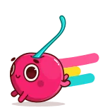 🏃♂️ cereza, fruta, mono, dibujos animados, pegatina telegram sticker