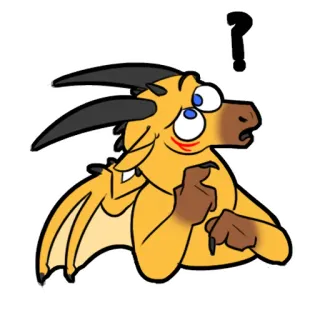 ❓ naga, kartun, stiker, tanda tanya, bingung, sayap, fantasi telegram sticker
