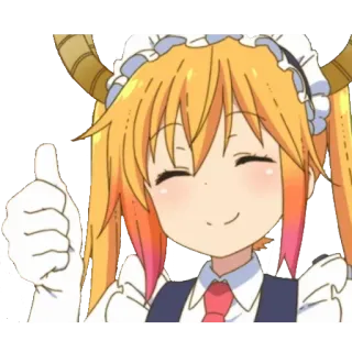 👍 Tohru Miss Kobayashi's Dragon Maid Anime, Tohru, Jempol ke atas, Naga, Maid telegram sticker