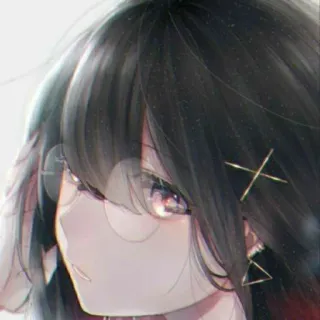 ❤️ animé, fille, lunettes, portrait telegram sticker