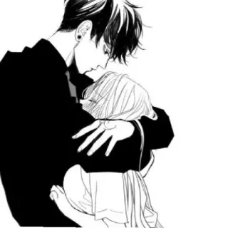 🖤 Anime, Abrazo, Pareja, Amor, Manga, Emocional telegram sticker