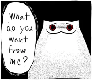 🐱 What do you want from me? gato, meme, engraçado, pergunta, triste, quadrinho telegram sticker