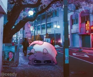 😝 @cesdy 贴纸, 街头, 卡通, 城市 telegram sticker