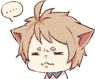 🤔 ... кот, аниме, манга, милый, думающий, иллюстрация, персонаж telegram sticker