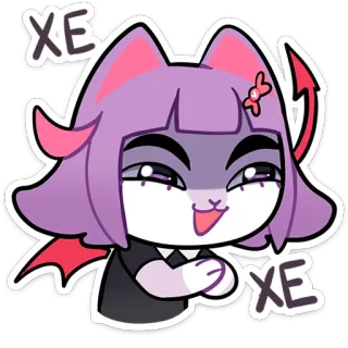 😈 XE XE แมว, ปีศาจ, การ์ตูน, น่ารัก, สติกเกอร์, ตัวละคร whatsapp sticker