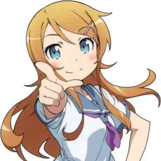 👆 anime girl, pointing, cartoon, illustration, cheerful, school uniform telegram sticker