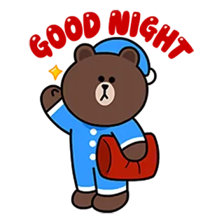 👍 Brown Bear Bär, Cartoon, Niedlich, Schlafend, Pyjama, Braunbär whatsapp sticker