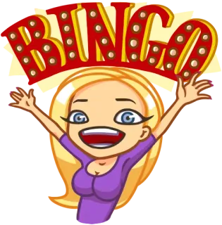 😊 BINGO bingo, frau, cartoon, spiel, casino, glück, gewinn telegram sticker