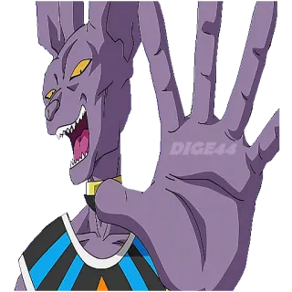 🖐 Beerus Dragon Ball Super 比鲁斯, 龙珠超, 动漫, 漫画, 破坏神, 猫, 生气 telegram sticker