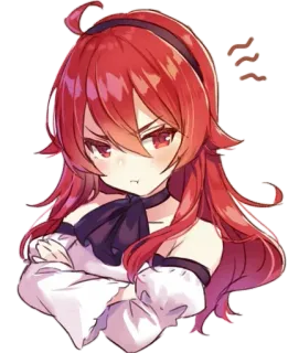 😍 อนิเมะ, สติกเกอร์, โกรธ, ผมแดง, อนิเมะผู้หญิง telegram sticker