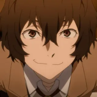 ☄ Osamu Dazai Bungou Stray Dogs anime, dibujos animados, personaje, retrato, pelo castaño, Dazai whatsapp sticker