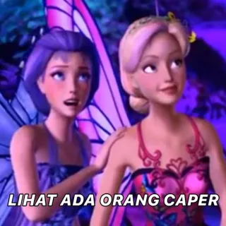 🤮 LIHAT ADA ORANG CAPER kreskówka, wróżki, mem, śmieszne, animacja, naklejka telegram sticker