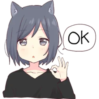 👌 OK Anime, Ragazza gatto, Ok, Carino, Kawaii whatsapp sticker