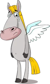 😔 пегас, лошадь, крылья, грустный, мультик, животное telegram sticker