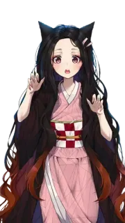 😺 Nezuko Kamado Demon Slayer 애니메이션, 만화, 네즈코, 귀멸의 칼날, 카와이, 귀여운, 소녀, 팬아트 telegram sticker
