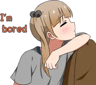 🙄 I'm bored 지루한, 애니메이션, 귀여운, 만화, 소녀, 슬픈 telegram sticker