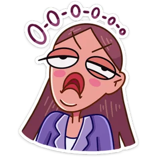 😕 O-O-O-O-O-O-O Мультфильм, Измученный, Уставший, Раздраженный, Скучающий, Наклейка whatsapp sticker