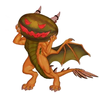 🍈 dragon, halloween, pumpkin, creature, monster, orange, spooky, cute telegram sticker