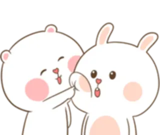 😌 Мультфильм, Кролик, Медведь, Милый, Животное, Дружба telegram sticker