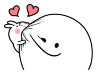 😘 schattig, liefde, hartjes, cartoon, konijn, personage whatsapp sticker