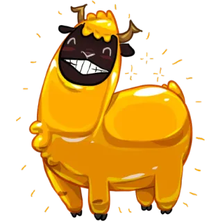 🐑 만화, 라마, 동물, 노란색, 웃는, 귀여운 telegram sticker