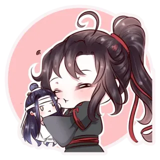 🤗 จิบิ, น่ารัก, อนิเมะ, การ์ตูน, แฟนอาร์ต, กอด whatsapp sticker