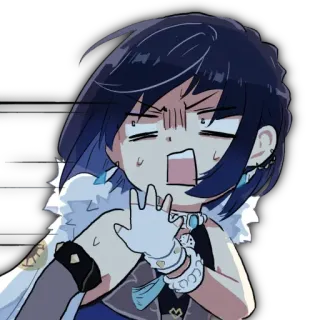 😱 Yelan Genshin Impact Anime, Genshin Impact, Yelan, Chibi, Kreskówka telegram sticker