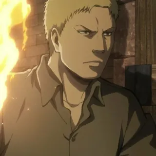 🐱 Reiner Braun Attack on Titan anime, attack on titan, reiner braun, soldier, fire, military whatsapp sticker