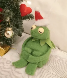 😔 Kermit kermit, muppet, christmas, turtle, holiday, toy, plush telegram sticker