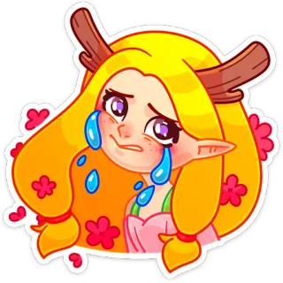 😢 elfo, chica, llorando, anime, pegatina, triste, linda telegram sticker