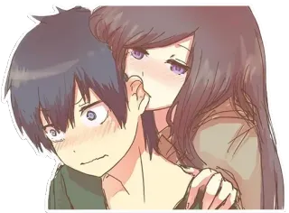 😘 anime, couple, romance, cartoon, relationship, love telegram sticker