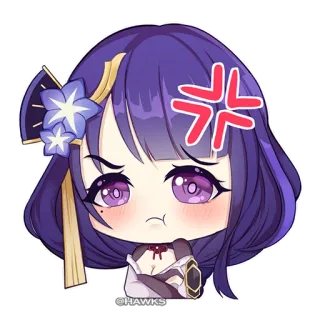 💢 Raiden Shogun Genshin Impact @HAWKS anime, chibi, cute, gaming, genshin impact, raiden shogun, sticker telegram sticker