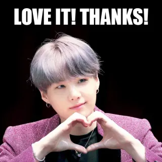 💜 LOVE IT! THANKS! miłość, dziękuję, serce, Kpop, Idol telegram sticker
