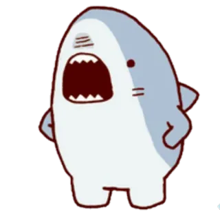 😤 サメ, 漫画, 動物, 怒り, 可愛い, ちび telegram sticker