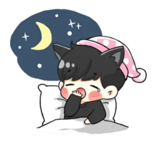🌙 Мультик, Сон, Усталый, Каваий, Ночь, Аниме, Милый telegram sticker