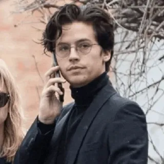 ☁ Cole Sprouse ator, óculos, telefone, retrato, homem, celebridade telegram sticker