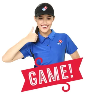 😀 GAME! Dominos, Pizza, Juego, Pulgar arriba, Chica telegram sticker
