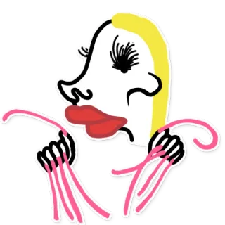 💅 иллюстрация, женщина, лицо, мультфильм, поп-арт, волосы, макияж whatsapp sticker