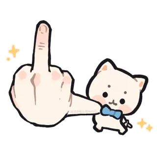 🖕 jari tengah, gestur ofensif, kucing, kartun, lucu whatsapp sticker