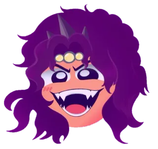 😈 mostro, viola, cartoni animati, creatura, zanne, orrore telegram sticker