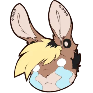 😭 плачущий, грустный, слезы, животное, мультфильм, эмодзи, кролик, зайчик whatsapp sticker