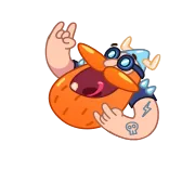 🤘 マンガ, キャラクター, オレンジ, ひげ, ロックオン telegram sticker
