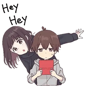 👀 Hey Hey Аниме, Пара, Милые, Мультфильм telegram sticker