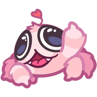 🖕 괴물, 분홍색, 귀여운, 만화, 하트, 가운데 손가락, 무례한 telegram sticker