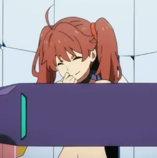 🍧 Anime, Meisje, Vlechtjes, Lachend telegram sticker